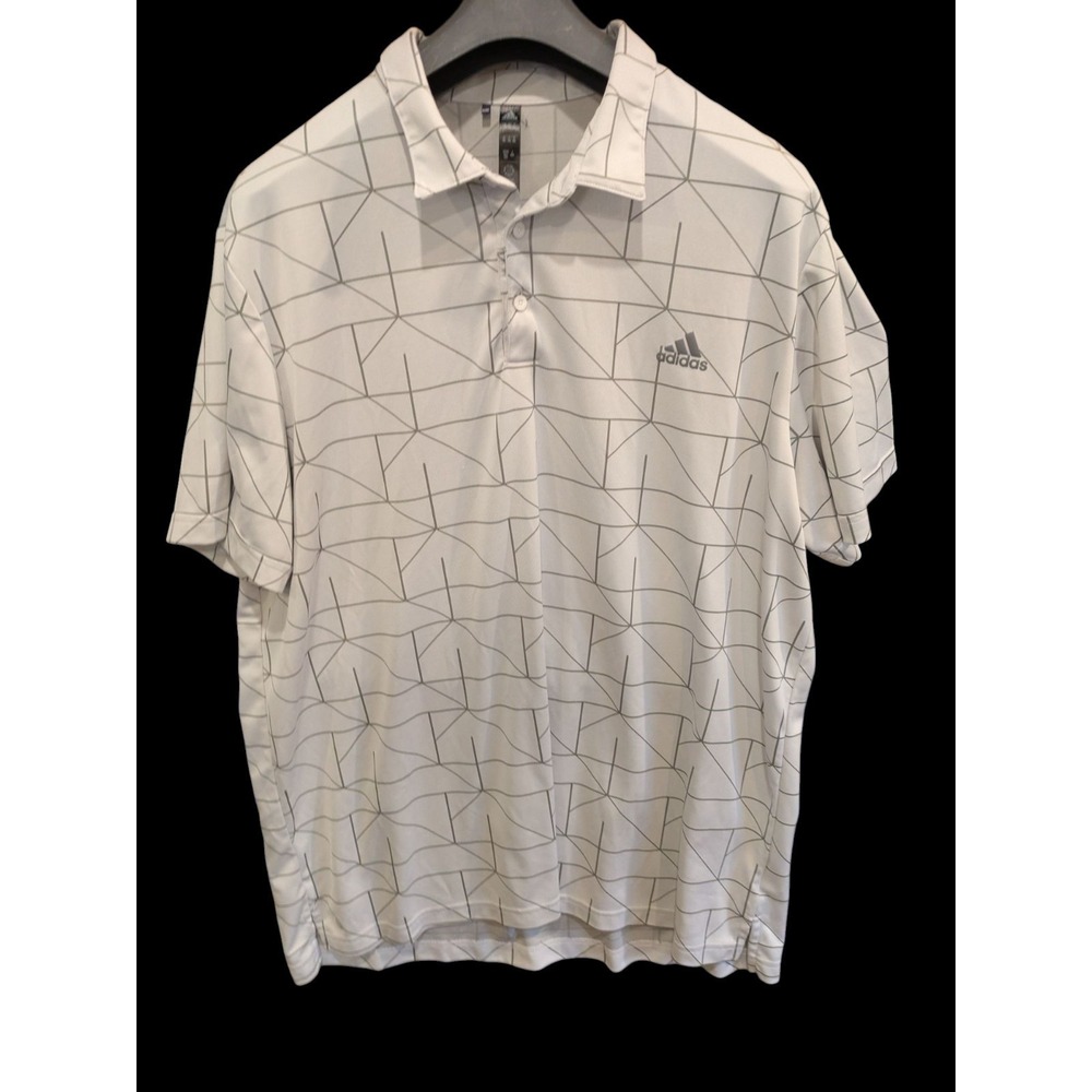 Adidas Polo Jacquard Lines Golf Shirt Modern Men's XXL A Couple Imperfections
